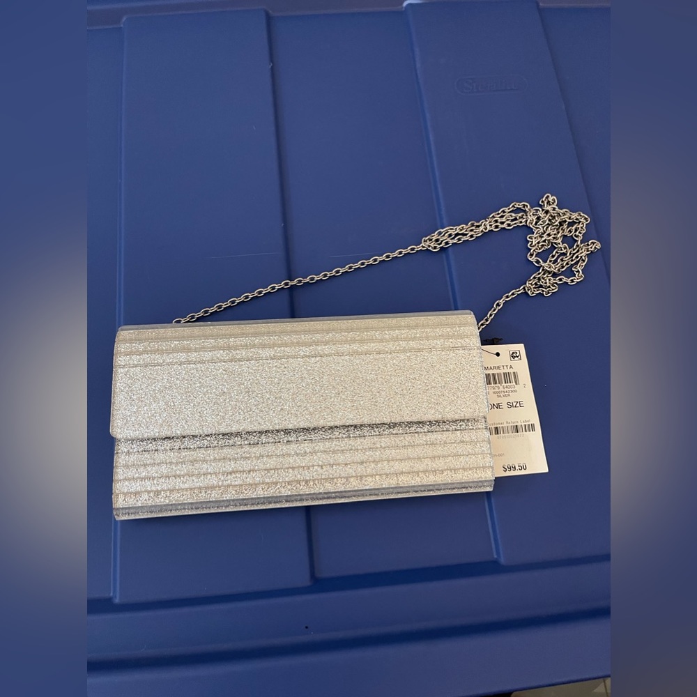INC CLUTCH PARTY BAG SILVER